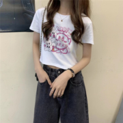 短袖t恤女辣妹白色夏设计感小众纯欲风修身显瘦露脐短款上衣ins潮