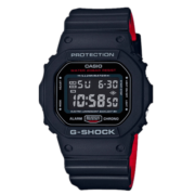 卡西欧（CASIO）手表G-SHOCK系列黑红方块防水复古运动方形手表男情人节送礼推荐 DW-5600HR-1