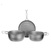 日本顶级户外品牌，Snow Peak 雪峰 户外钛制折叠锅具3件套 STW-001T