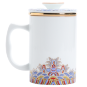 苏氏陶瓷（SUSHI CERAMICS）泡茶杯办公杯水杯旭日东升带内胆茶隔杯茶水分离泡茶杯子（白）