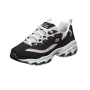 斯凯奇（Skechers）熊猫鞋女黑色厚底潮流复古网布拼接老爹鞋13144 黑色/浅粉色/BKLP 35