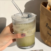 学生专享：莱妙依 北欧风竖纹吸管杯 400ml