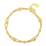 11日10点：CHOW TAI SENG 周大生 圆珠双层足金手链 约4.23g CGH0002