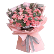 百花馆鲜花速递康乃馨花束送母亲生日礼物配送同城 鲜花 【温情满满】11枝粉色康乃馨|U39