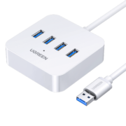 绿联 USB3.0分线器扩展坞 高速4口拓展坞HUB集线器 笔记本电脑一拖四多接口转换器接头延长线带供电口 1.5米