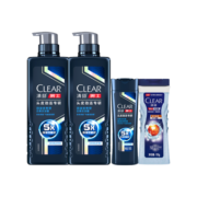 清扬（CLEAR）男士头皮劲能瓶专研5倍冰爽型洗发水570g*2+100g*2去屑蓬松洗头膏