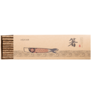 以艺术之铭 天然无漆无蜡鸡翅木原木筷子 鲤鱼旗礼盒10双装