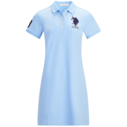 U.S. POLO ASSN.US保罗polo裙女夏季新款纯色时尚宽松简约POLO领连身裙女装 天蓝色 S 155/80A