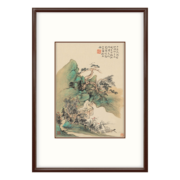 弘舍 新中式玄关装饰画书房挂画走廊过道壁画字画山水画 华喦 山水十二开 《山水十二开》1雅致胡桃 成品尺寸 高70*宽50cm