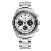 精工（SEIKO）手表PROSPEX系列熊猫迪太阳电能三眼针钢带夜光100米防水腕表 经典色SSC813P1