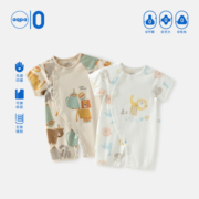aqpa婴儿短袖连体衣夏季薄款纯棉新生宝宝衣服外出服装包屁衣哈衣