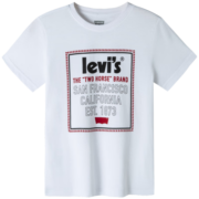 Levi's 李维斯童装夏季男童纯棉舒适短袖T恤儿童针织休闲上衣 奶白（F284） 150/72(M)