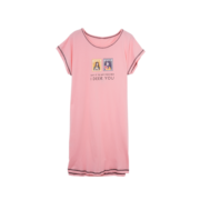 芬腾 睡衣女夏季新品短袖棉质可爱家居服印花休闲女睡裙 虾色一 L