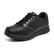 Skechers皮鞋男商务休闲鞋男低帮系带缓震软底耐磨通勤男鞋77156 BLK 42.5