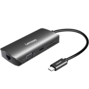 联想Type-C拓展坞USB分线器USB-C转HDMI/VGA/千兆网口转接头笔记本电脑扩展坞适用小新苹果mac/ipad雷电3/4
