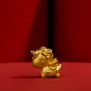 明牌珠宝3D 硬金转运珠手链 足金独角兽黄金手绳