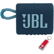 JBL 杰宝 Go 3 - 便携式蓝牙音箱,内置电池,防水防尘功能 JBLGO3BLUAM,附赠钥匙扣 LED - 蓝色