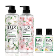 LUX力士 植萃精油香氛沐浴露套装小苍兰550g+樱花550g赠50gx2