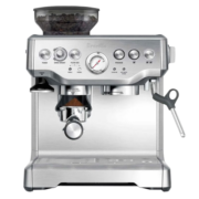 铂富（Breville）BES870 半自动意式咖啡机 家用 咖啡粉制作 多功能咖啡机 流光银 Brushed Stainless Steel
