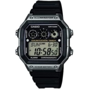 CASIO 卡西欧 男式 AE-1300WH-8AVCF Illuminator 数字显示石英黑色手表
