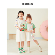 马骑顿（MQD）【优可丝】MQD童装女小童夏装T恤连衣裙夏新款宝宝萌趣卡通短袖 深粉 110