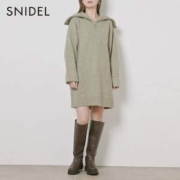SNIDEL 2023春新品羊毛翻领拉链针织连衣裙 SWNO231008