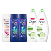 清扬洗发水100g*3瓶+多芬沐浴露190ml*2瓶（体验装 包装、香型随机 介意者慎拍）