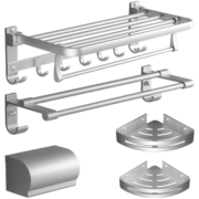 卡贝（cobbe）毛巾架免打孔太空铝浴室置物架卫生间挂件厕所浴巾架卫浴五金套装