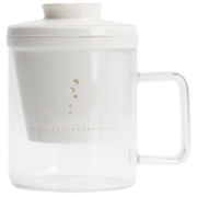 南山先生 小白茶杯办公室马克杯过滤泡茶杯带盖玻璃杯大容量水杯 小白茶杯-水泡泡
