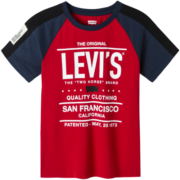 Levi's 李维斯童装男童短袖T恤夏季儿童纯棉舒适针织休闲上衣 超级红(F295) 130/64(7)