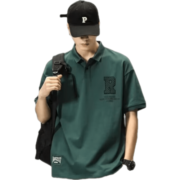 丹斯波盾（DANSIBODUN）2023新款重磅百搭的polo衫潮男夏宽松青年休闲字母短袖翻领复古 墨绿色 4XL