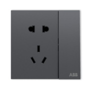 ABB开关插座面板 盈致系列灰色  无边框 86型10A五孔带双控开关插座 五孔带开关（可单独控制灯）