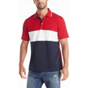 Nautica 诺帝卡 男式短袖纯棉珠地布拼色 Polo 衫