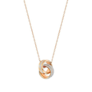 SWAROVSKI 施华洛世奇 环环相扣项链双环相扣人造仿水晶项链女锁骨吊坠 送女友礼物 玫瑰金色5240525 玫瑰金