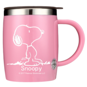 史努比（SNOOPY）带手柄不锈钢办公保温杯水杯420ML可爱杯子情侣杯 DP-5002R 粉色