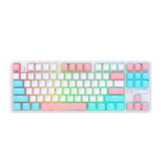 黑爵（AJAZZ）K870Tpro 三模机械键盘 蓝牙/2.4G/有线/ 87键 PBT键帽 RGB光 电竞游戏办公 白色红轴