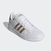 降价！Adidas 阿迪达斯Grand Court 豹纹大童款板鞋