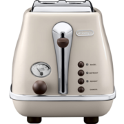 德龙(Delonghi) CTO2003.VBG多士炉 icona复古早餐系列2片式家用面包机 奶油白