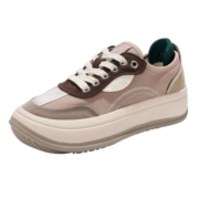 feiyue/飞跃帆布鞋女春季款厚底增高反绒皮拼接休闲鞋潮692