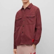 XL码，HUGO Hugo Boss 雨果·博斯 Enalu 男士有机棉Oversized衬衫夹克50468744