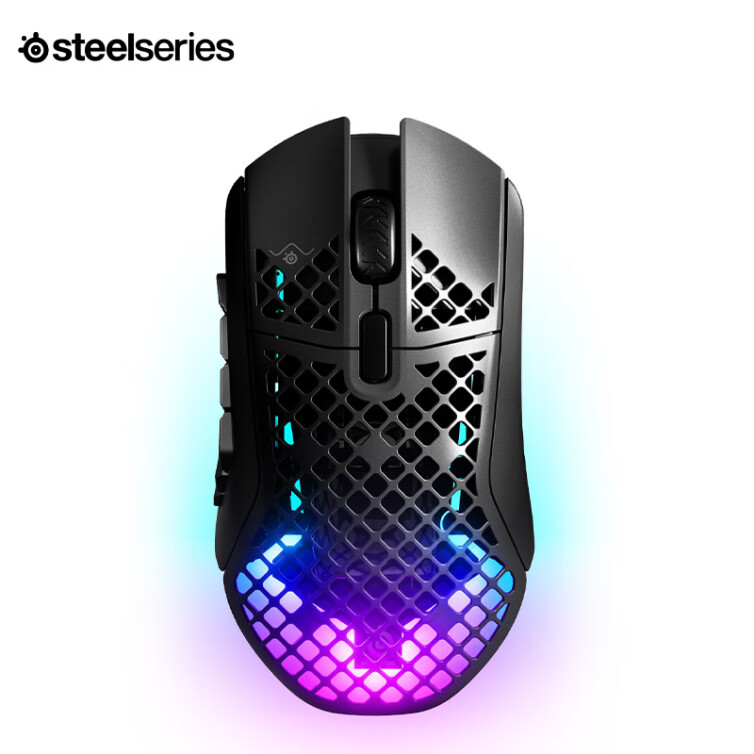 SteelSeries 赛睿 洞洞鼠系列 Aerox 9无线/蓝牙游戏电竞鼠标 三模 89g轻量化 IP54 18键编程 哑光面 黑色