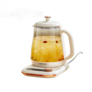 乐扣乐扣 养生壶 煮茶器 办公室家用玻璃花茶壶烧水壶电热水壶电炖壶 1.6升-白色（含茶漏+炖盅）