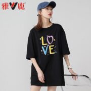 YALU 雅鹿 100%棉宽松短袖T恤女夏