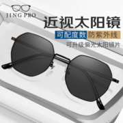 镜邦近视太阳镜经典飞行员双梁墨镜形男蛤蟆镜偏光开车司机镜黑色镜框 318黑色 配1.67mr-7近视太阳镜（含散光）