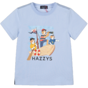 HAZZYS哈吉斯童装短袖男童t恤儿童夏季新品中大童时尚印花圆领衫 天空蓝 130