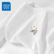 JR真维斯男士短袖t恤男纯棉夏季半袖男款2023新款重磅白色体恤衫