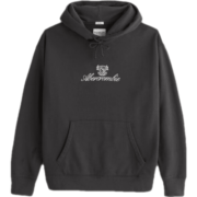 ABERCROMBIE & FITCH男装 手写体Logo款美式休闲易穿搭套头帽衫宽松抓绒卫衣321991-1 深灰色 S (175/92A)