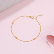 周六福 女士18K金圆珠手链 KH077358