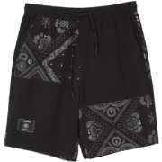杰克·琼斯（JACK&JONES）夏季新款男士潮流运动潮腰果花宽松休闲短裤五分裤男223115002 黑色 165/72A/XSR