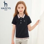 HAZZYS 哈吉斯 女童Polo短袖 藏蓝 110